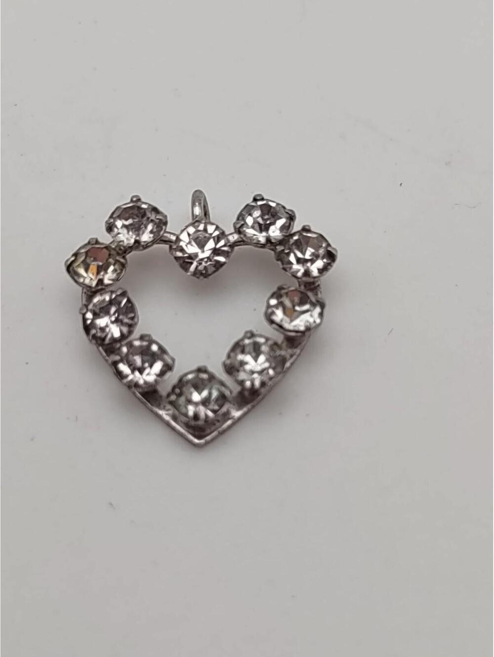 Sterling Silver Heart CZ Pendant Small Open Heart